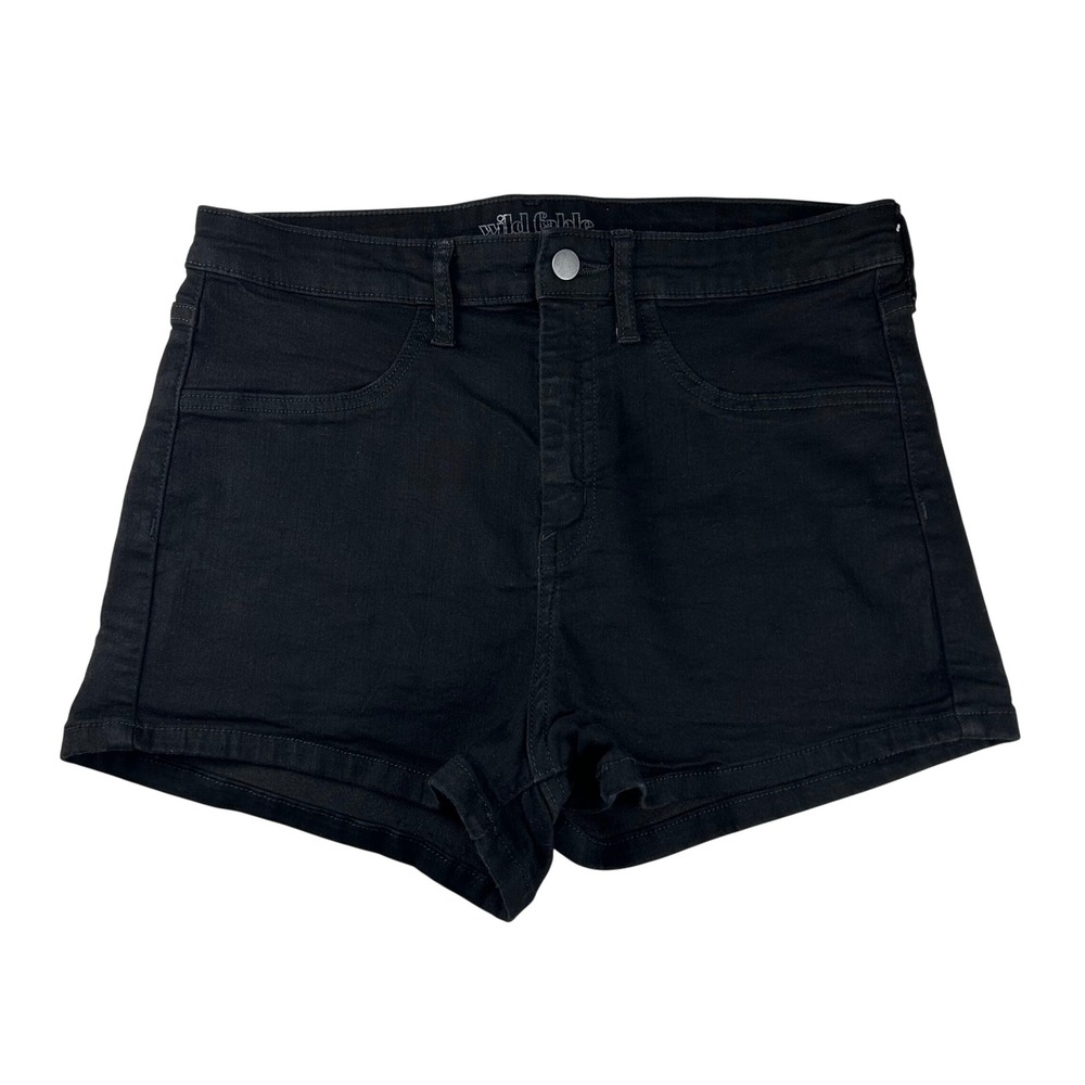 Wild Fable Womens Black High Rise Denim Shorts‎ Size 14 32R Stretch Jean Shorts